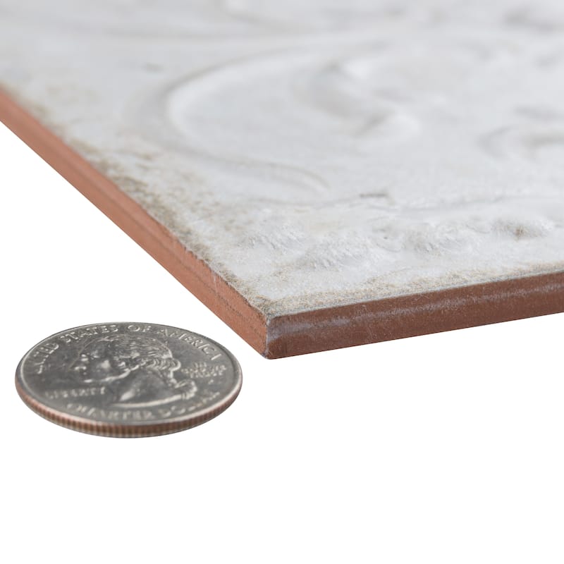 Merola Tile Aevum Ornato White 7-7/8" x 7-7/8" Ceramic Wall Tile