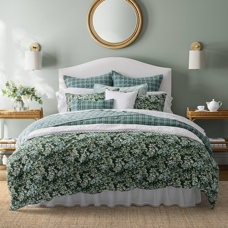 Laura Ashley Bramble Floral Cotton Reversible Comforter Set - Bed Bath ...