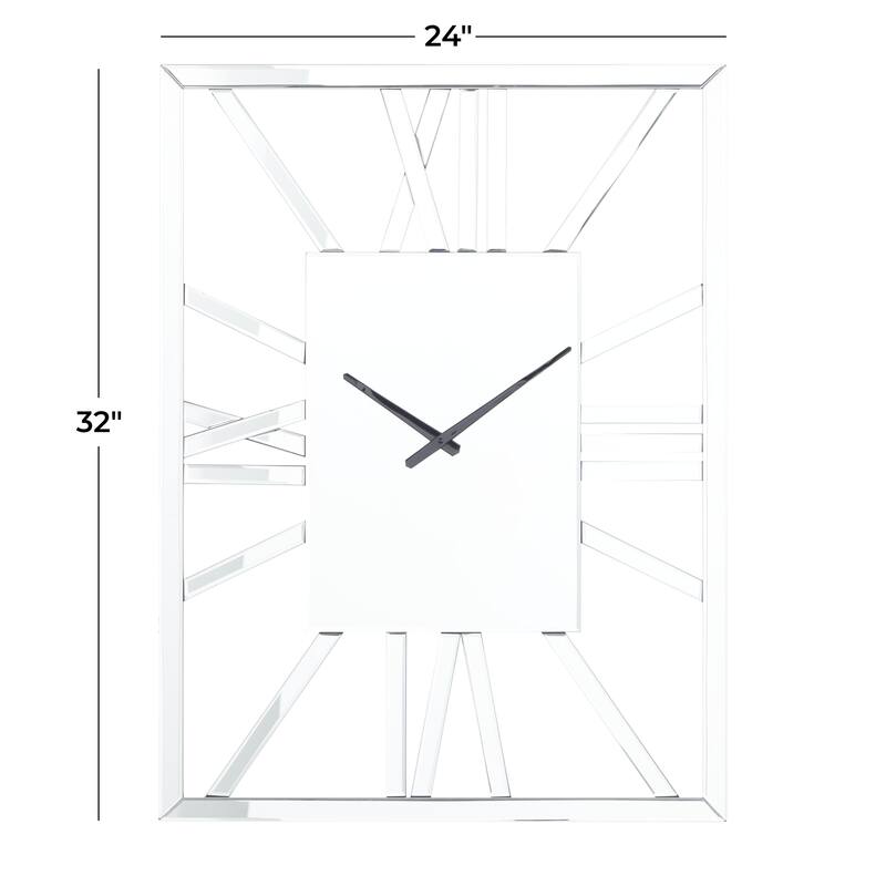 Glass Decorative Wall Clock - Silver - Roche River Decor