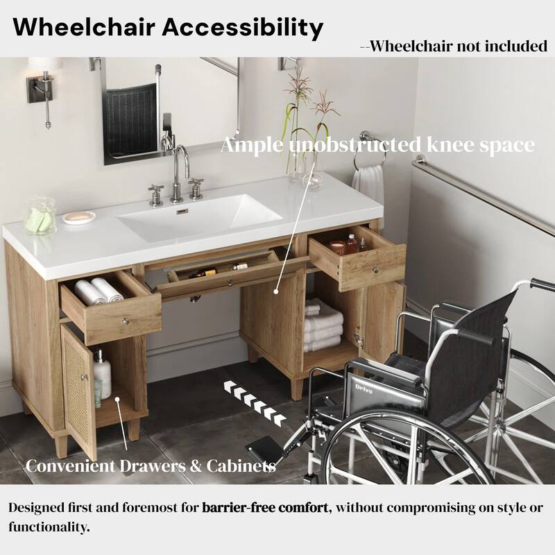 Christopher Knight Home - Aurelia Modern Solid Wood Legs Bathroom Vanity with Spacious Storage and Tip-Out Tray