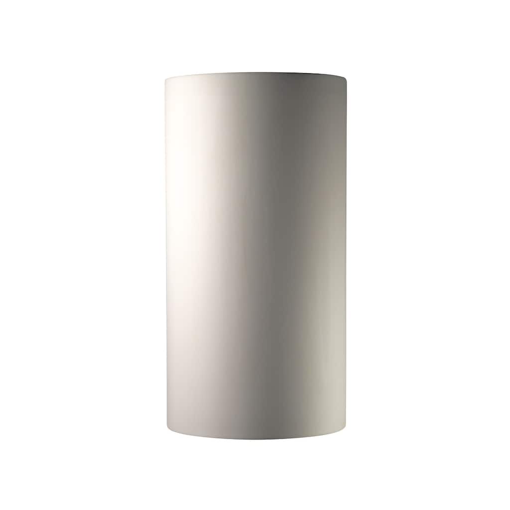 Justice Design Ambiance Bisque Outdoor Really Big Closed Top Cylinder Wall Sconce