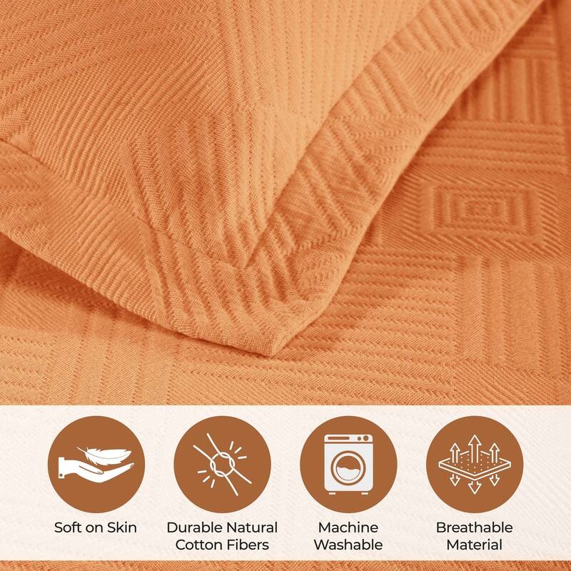 Superior Geometric Fret Cotton Decorative Bedspread Set