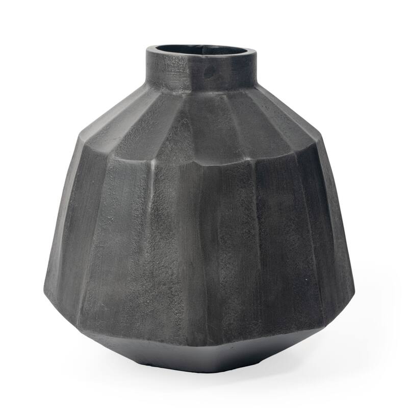 11 Inch Grey Round Aluminum Table Vase for Modern Decor