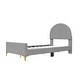 preview thumbnail 34 of 52, Bedroom Velvet Fabric Bed Frame with Classic Semi-circle Shaped Headboard and Metal Legs, Upholstered Platform Bed for Kids