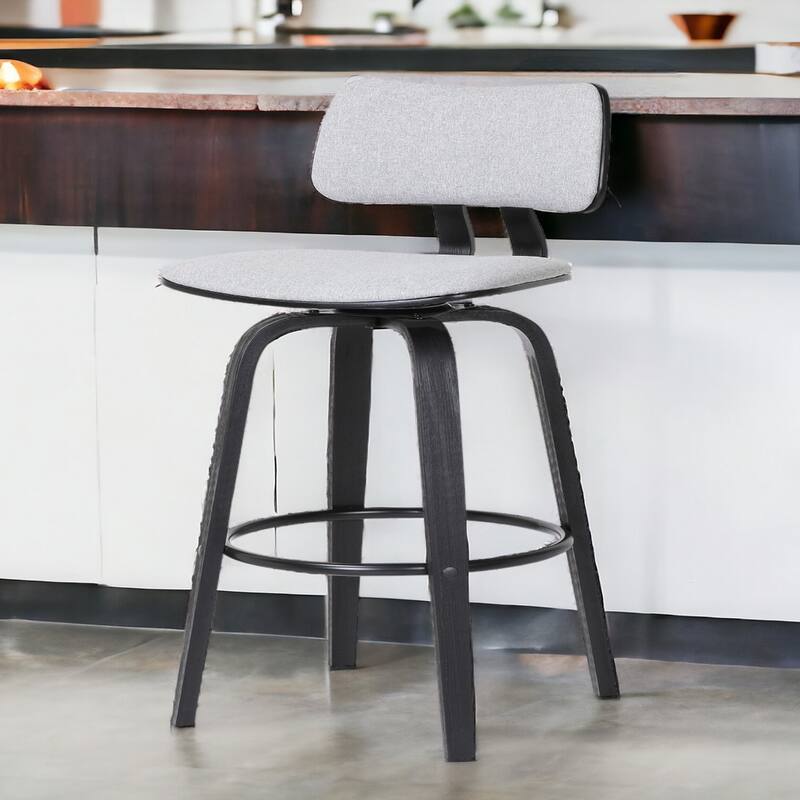 Faux Leather Armless Counter Height Bar Chair with Wood Frame, Swivel and Footrest