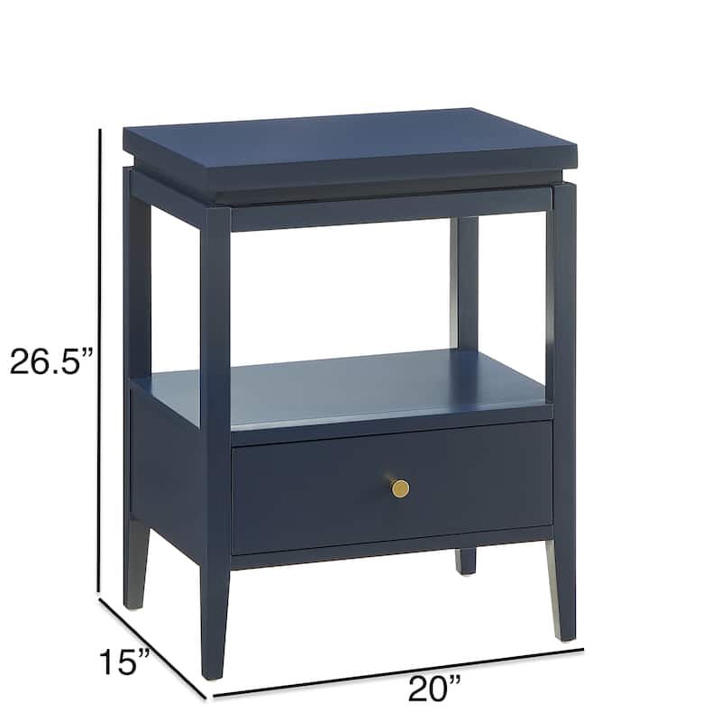 Modern Nightstand with Drawer and Floating Shelf Tapered Legs Design