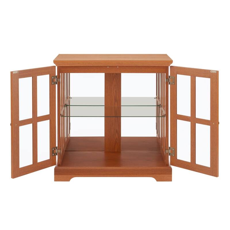 LED Glass Antique Curio Display Cabinet Showcase with Lattice Doors