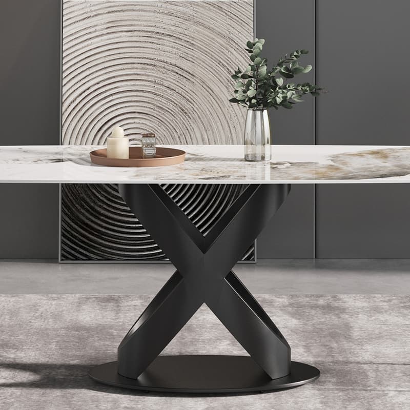 71'' Modern Artificial Marble Dining Table with Carbon Steel Base