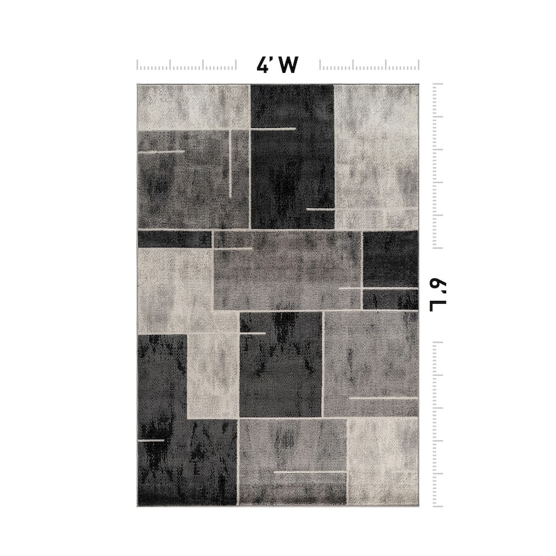 Modern Linear Area Rug for Living Room, Bedroom, or Entryway - Low Pile Indoor Rug