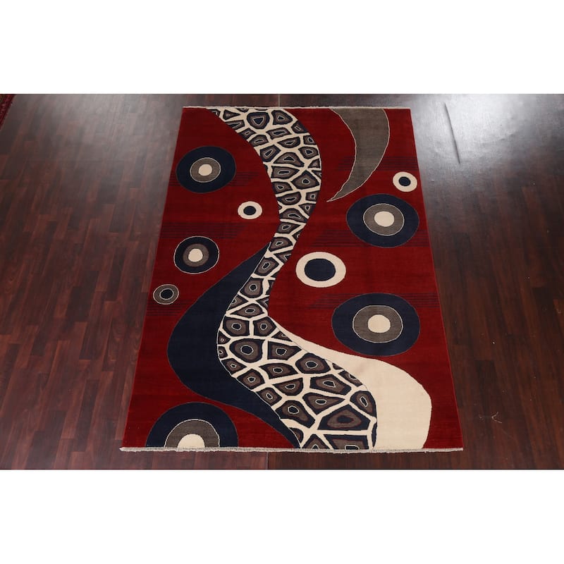 Geometric Modern Gabbeh Kashkoli Oriental Area Rug Wool Hand-knotted - 6'1" x 8'11"