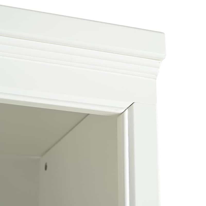 Roomfitters 75'' 5-Tier Display Bookcase with Storage, Freestanding Farmhouse Bookshelf Cabinet for Living Room, White