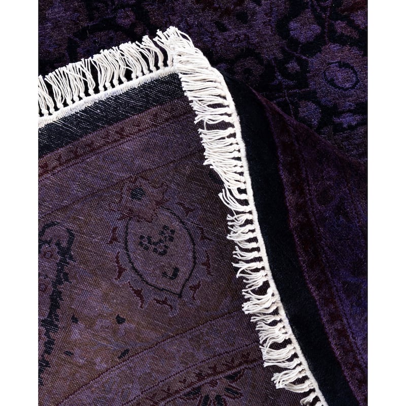 Overdyed One-of-a-Kind Hand-Knotted Round Area Rug - Purple - 6' 1" x 6' 1"