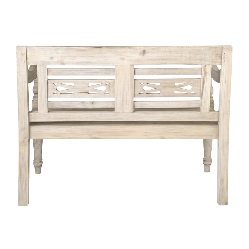 Solid Mindi Wood Handmade Rustic White Wash Bench by East at Main