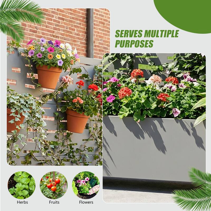 Raised Garden Bed Planter with Trellis Movable Planter Box with Lockable Wheels