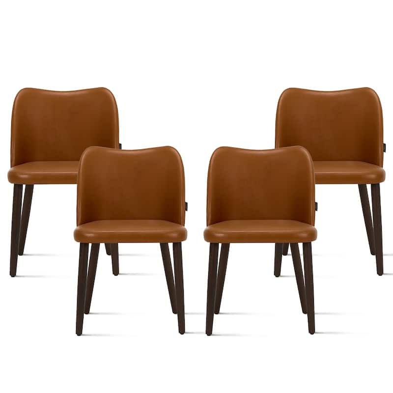 Set of 2 Wooden Dining Chairs, Beige Upholstered Fabric for Kitchen & Dining Room