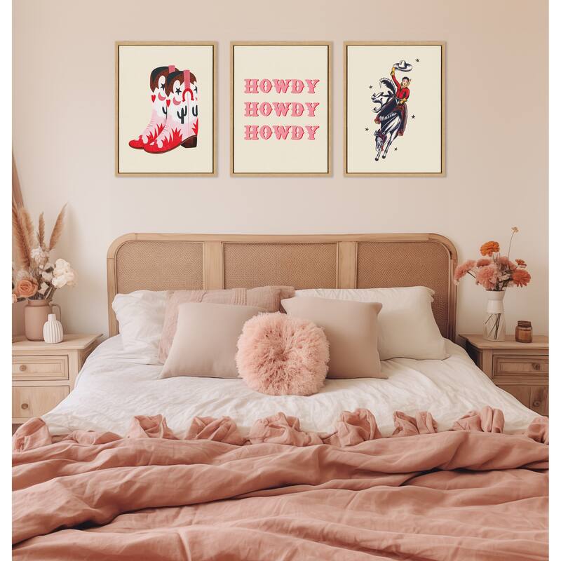 Kate and Laurel Sylvie Howdy Framed Canvas by Tània García