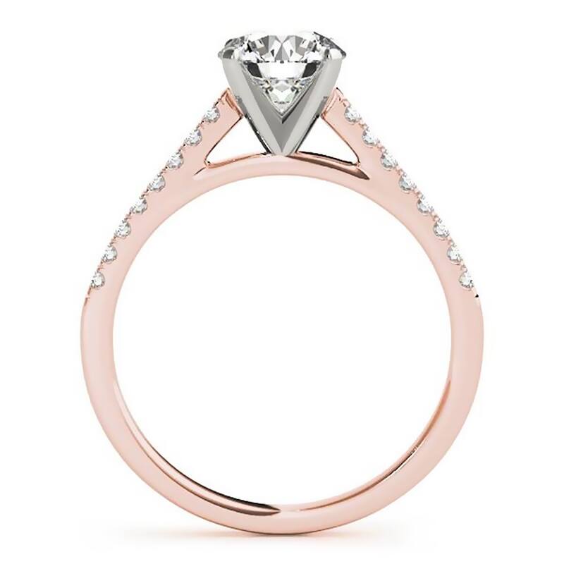Auriya 14k Gold Classic 1ct Moissanite and Diamond Engagement Ring 1/6ctw