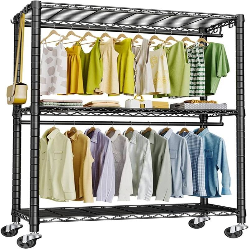 P3 Clothes Rack Heavy Duty Rolling Garment Rack - 14"D x 39.4"W x 78.5"H