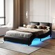 preview thumbnail 21 of 25, Merax Upholstered Faux Leather Platform Bed with LED Light Black - Queen