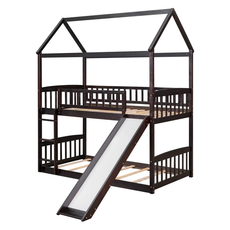 Multifunctional Twin Over Twin Bunk Bed with Slide