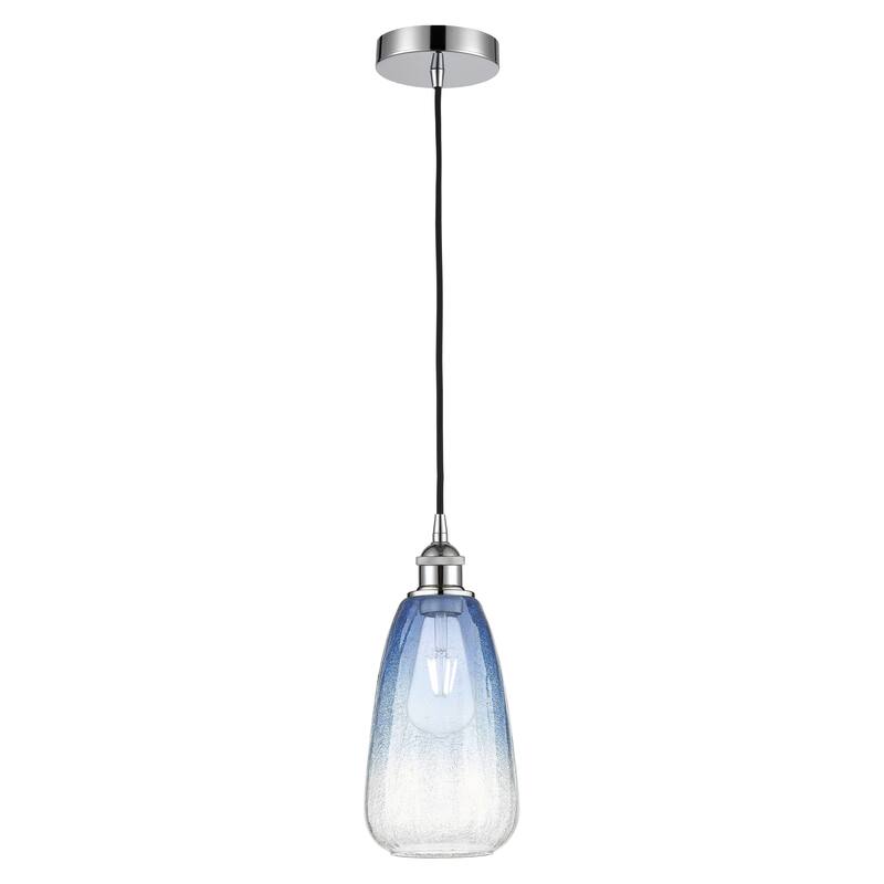 Innovations Lighting Endless Possibilities Edison - Brookhaven Almond - 1 Light 6" Cord Hung Mini Pendant - Polished Chrome/Sapphire Blue