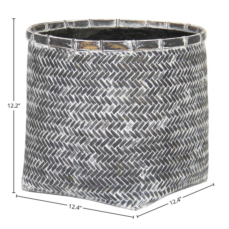 Patio Bamboo Indoor Basket Pot, Grey Wash