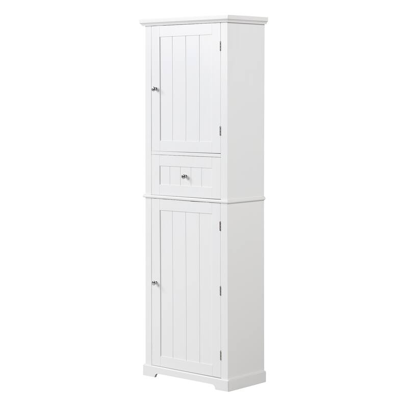 Double Door Wood Bathroom Storage Cabinet with Drawers, Shelves