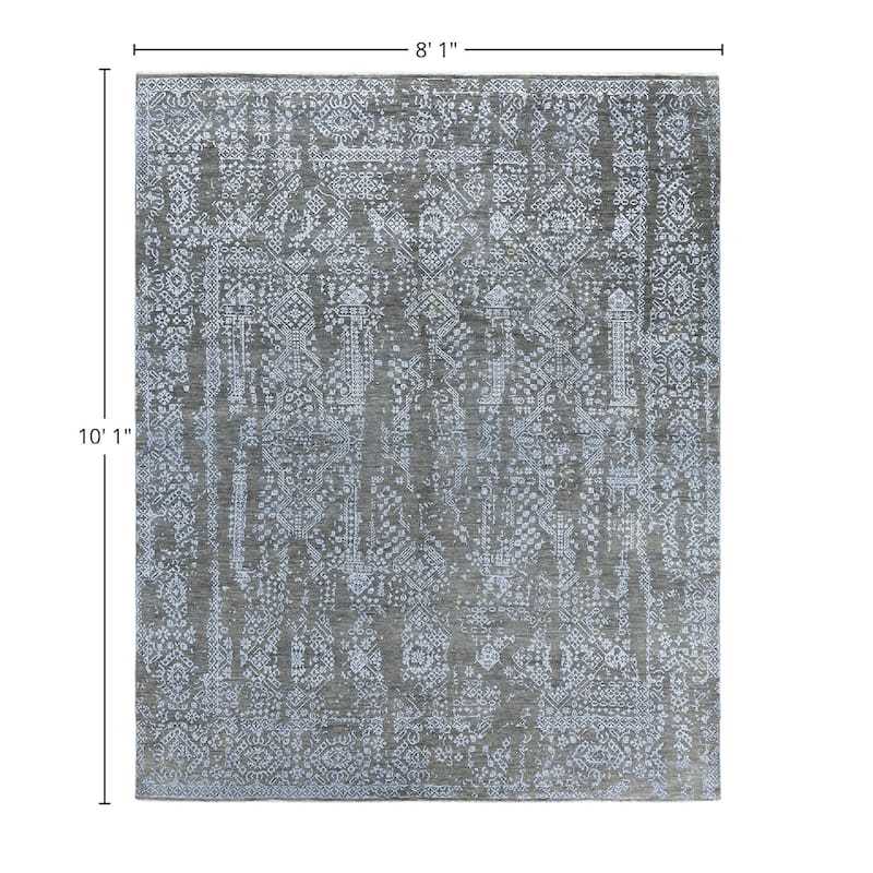 Ikat One-of-a-Kind Hand-Knotted Area Rug, Green - 8' 1" x 10' 1"