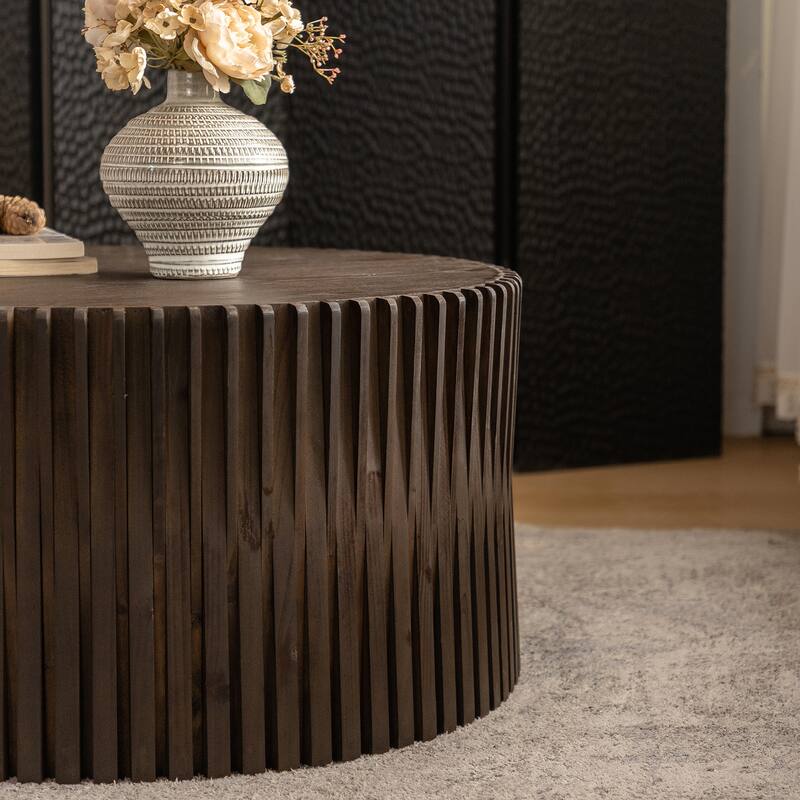 Coffee Table Set with Vertical Textured Embossed Design for Living Room, Office and Dining Room(Set of 2)