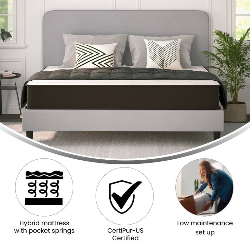 10" Hybrid Foam and Pocket Spring Mattress, Mattress in a Box