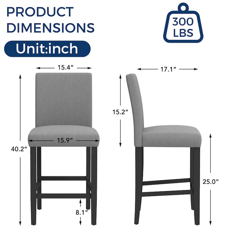 24 Inches Counter Height Bar Stools with Back Set of 2