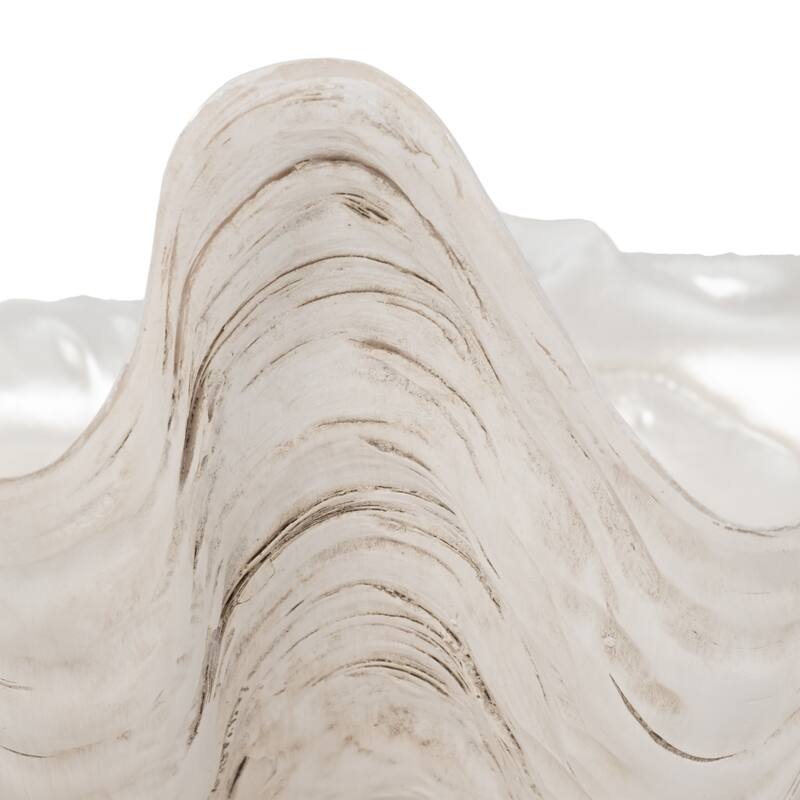 Sagebrook Home 9-inch Ivory Pearlized Shell Bowl, Polyresin Crafted - 9" x 8" x 5"