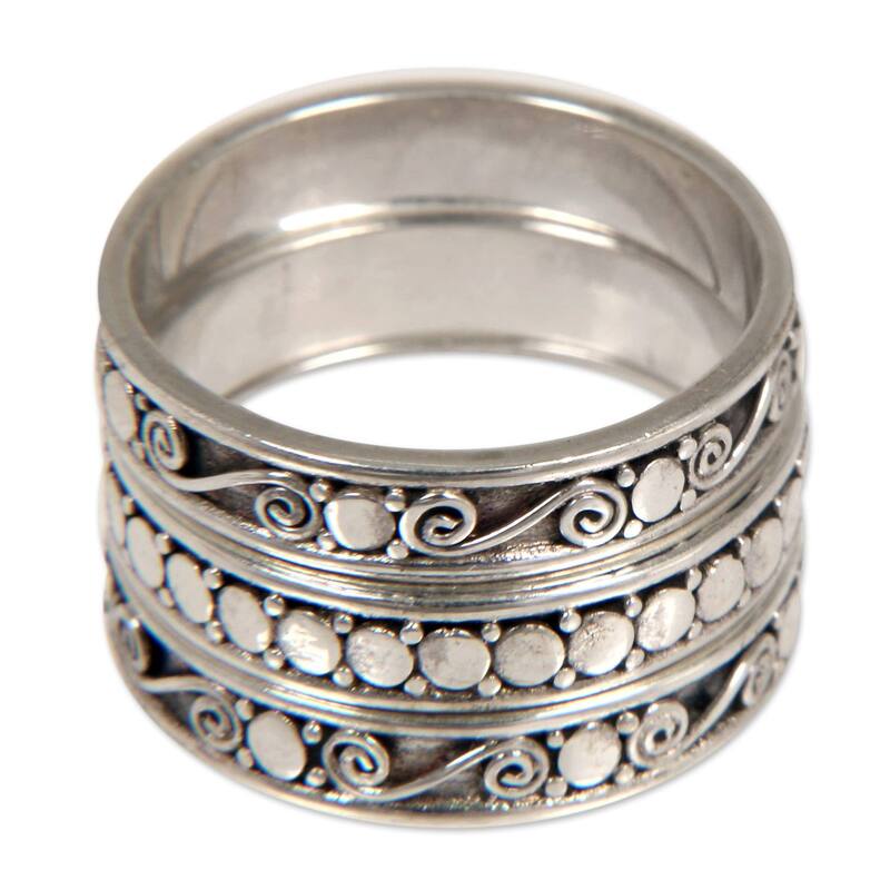 NOVICA Handmade Traditional Balinese 925 Sterling Silver Band Stacking Ring (Indonesia)