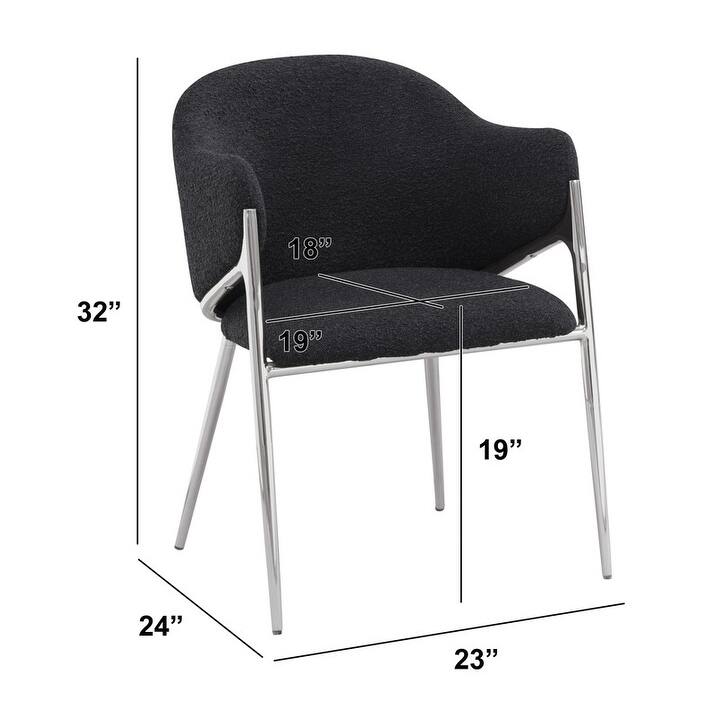 Best Quality Furniture Boucle Fabric Chrome Dining Chairs (Set of 2) - N/A - Black w/Silver