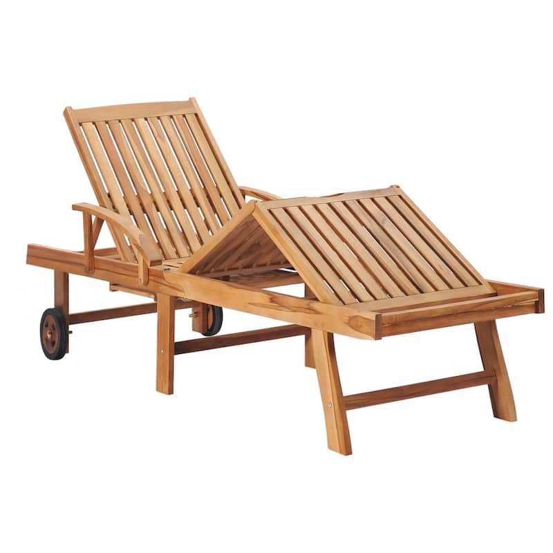vidaXL Patio Lounge Chair Outdoor Sunbed Sunlounger with Cushion Solid Teak - 76.8" x 23.4" x 13.8"