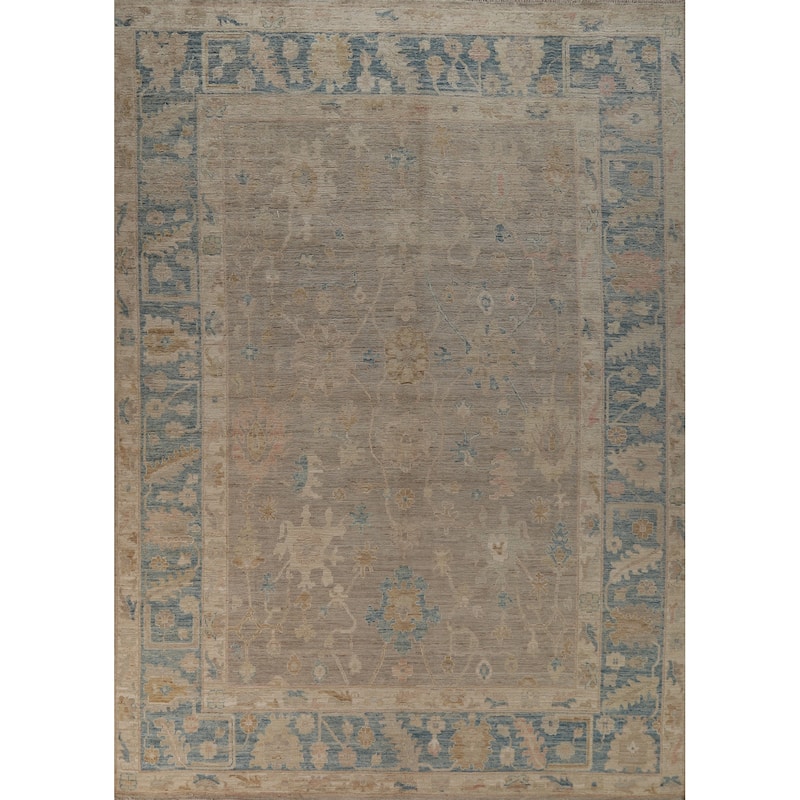 Vegetable Dye Oushak Turkish Area Rug Handmade Wool Carpet - 8'10"x 11'11"