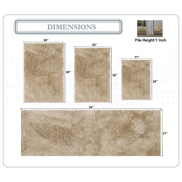 dimension image slide 10 of 28, Luxury Plush Bathroom Rug Set - Quick-Dry, Soft Microfiber, Non-Slip, Absorbent & Washable Bath Mats