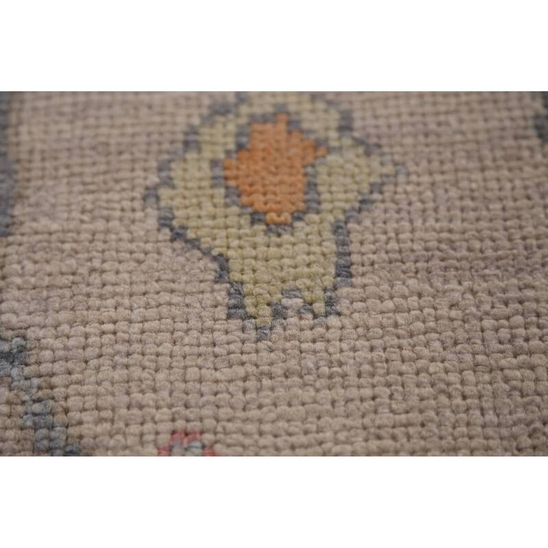 Hand Knotted Oriental 100% Wool Carpet Transitional All-Over Beige & Ivories Oushak Area Rug - 12' 5'' X 8' 9''