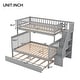 preview thumbnail 4 of 7, Grey Twin over Full Bunk Bed with Trundle. with Multiple Storage Spaces and Stairs with Handrails