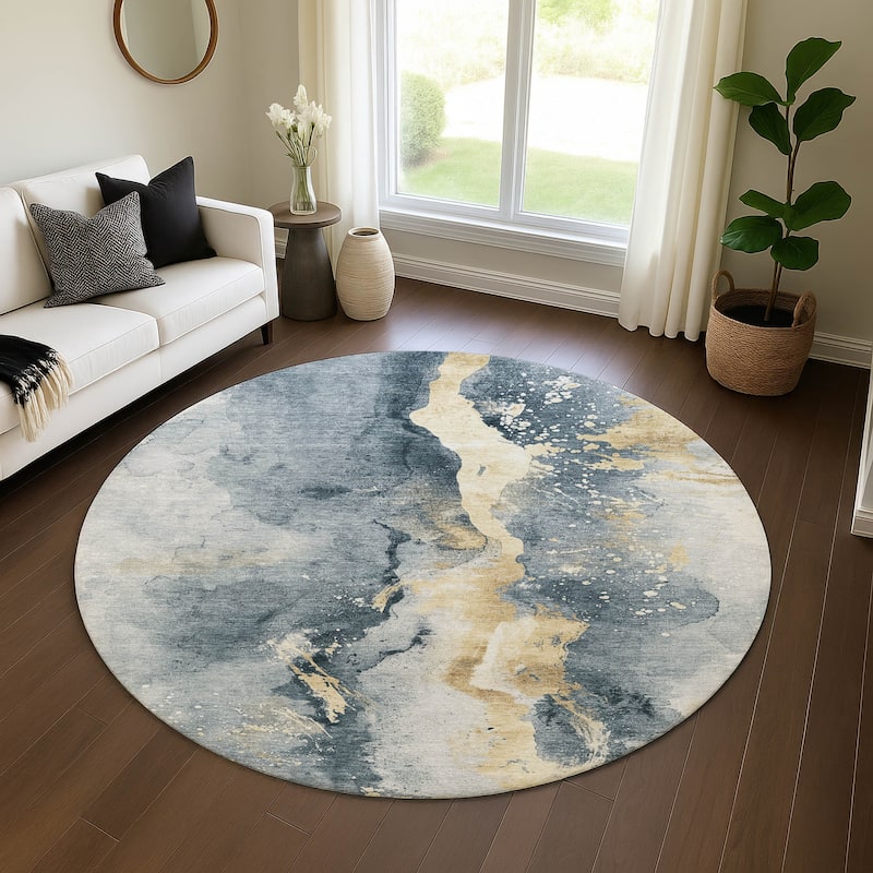 Premium Washable Super Soft Glam Chic Mayfield Rug - Graphite - 8' x 8'