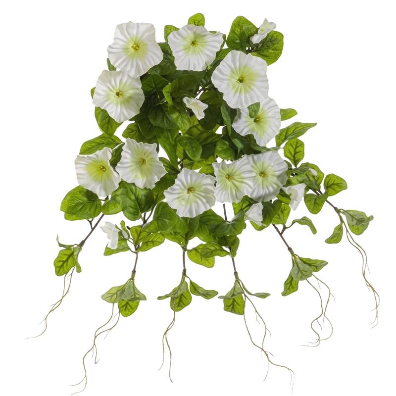 Artificial Petunia Floral Bush Spray - 20" - White