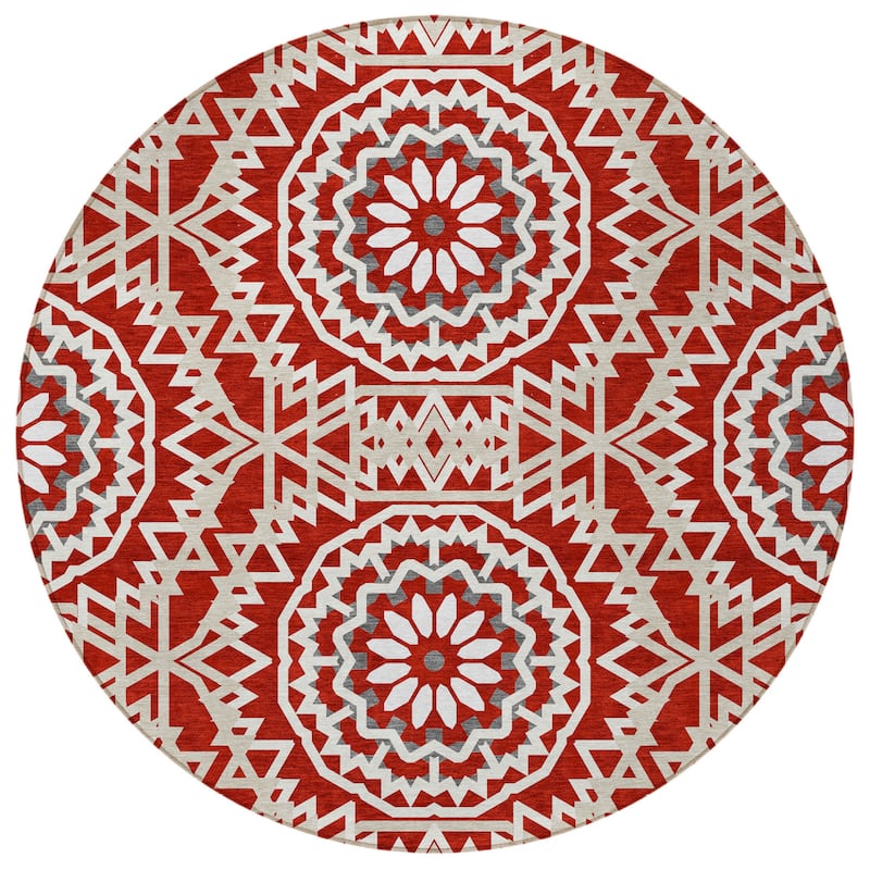 HomeRoots Floral Medallion Transitional Rectangle Outdoor Rug
