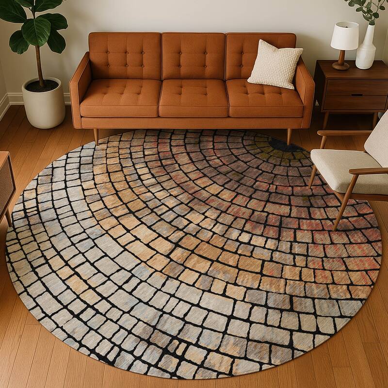 Machine Washable Indoor/ Outdoor Mosaic Rome Chantille Rug