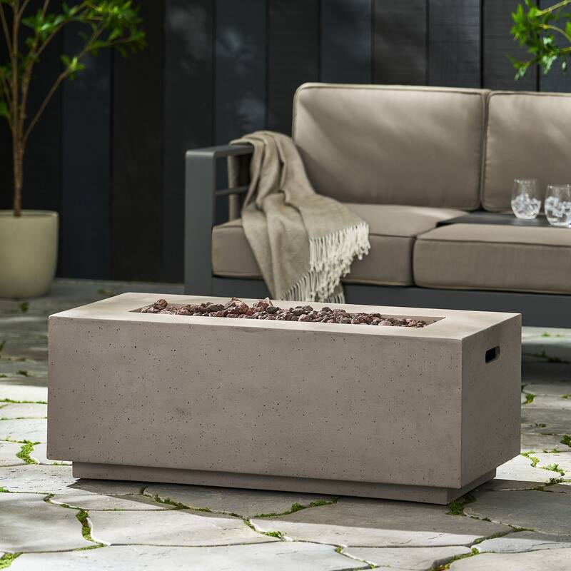 Outdoor 40,000 BTU Rectangular MgO Concrete Propane Fire Pit