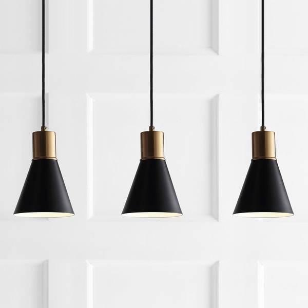 Apollo 33.5" 3-Light Modern Metal LED Cluster Pendant, Black by JONATHAN Y. Opens flyout.