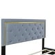 preview thumbnail 9 of 10, Queen Size Upholstered Platform Bed with Tufted Padded Headboard, Metal Wire Frame Accents, Sturdy Metal Legs