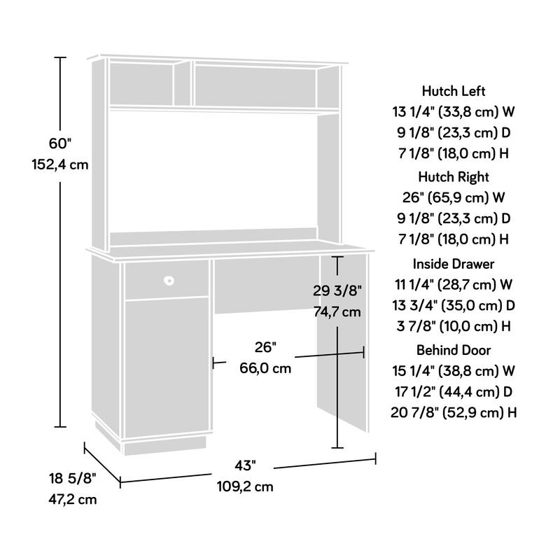 Anmytek Light Oak Hutch Desk Home Office Desk with Storage for Study and Living Room