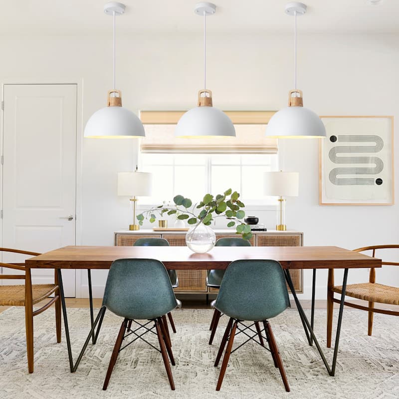 (Set of 3) Modern Semi Flush Mount Chandelier, Industrial 1-Light Pendant Lights with Dome Shape for Dining Room Kitchen Island