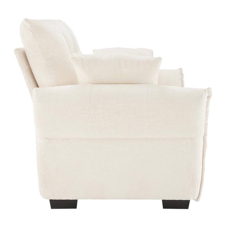 53.94″ Chenille 1-Seater Sofa with Support Cushions & Throw Pillows