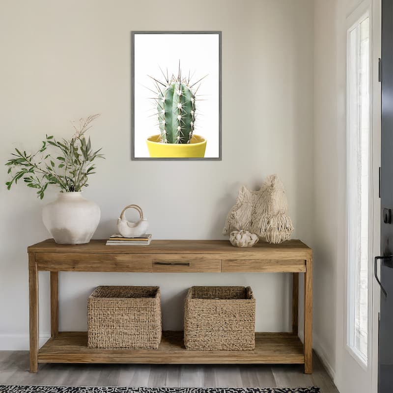 Spikey Cactus by Kathrin Pienaar Framed Canvas Wall Art Print - Sylvie Greywash